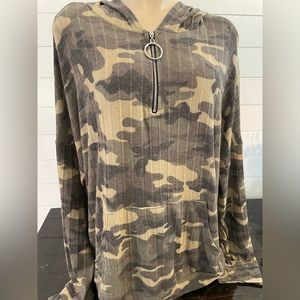Camo plus size long sleeve top